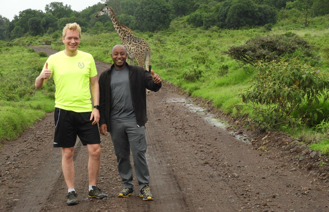 David och Arnold i Arusha National Park